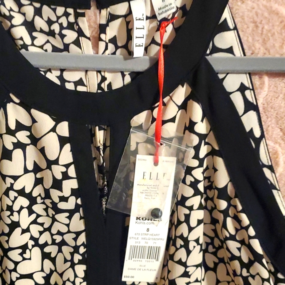ELLE black and white heart pattern dress